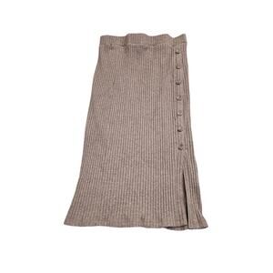 Time and Tru Medium Ribbed Partial Button Up Gray Skirt